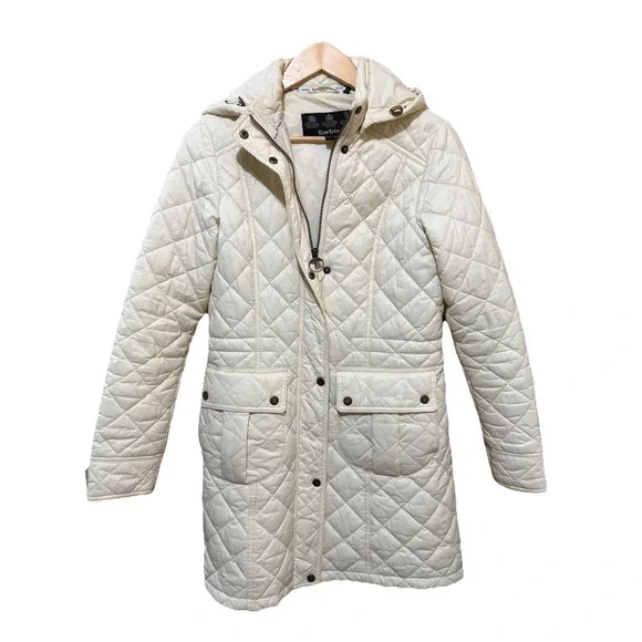 BARBOUR Jenkins Quilted Women's Jacket Cream Size 6 Spring Fall Retail $ 375 EUC - Picture 4 of 9